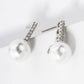 7MM PEARL DROP PAVE CUBIC ZIRCONIA BAR POST STUD EARRINGS