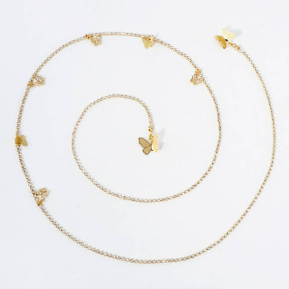 Satellite-Style Pave-Set Cubic-Zirconia Butterfly Face-Chain