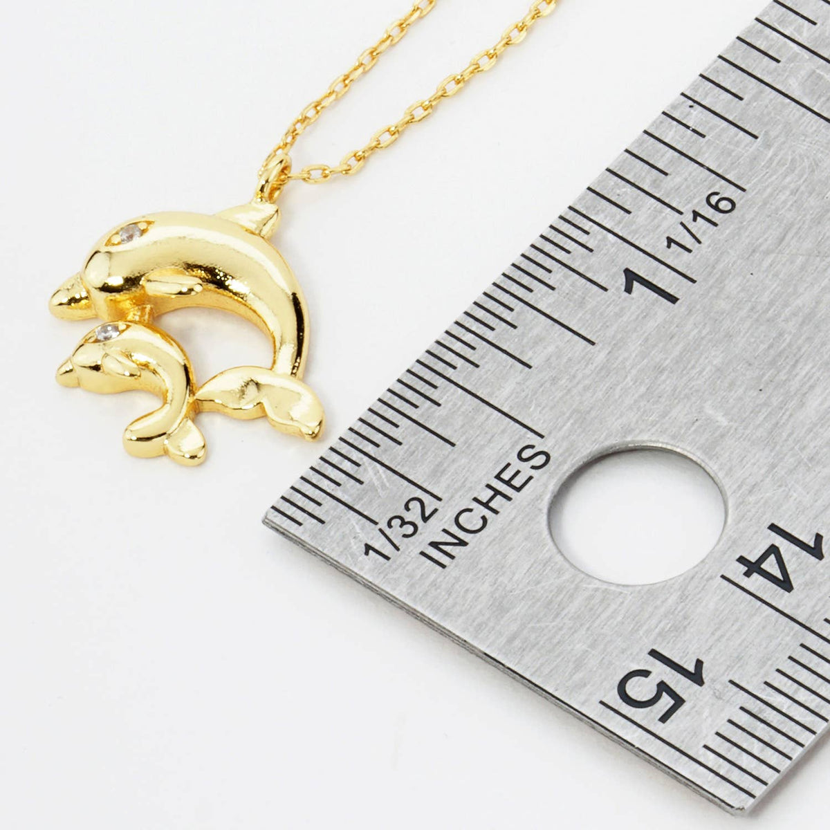 Two Dolphins Pendant Necklace / 18K Gold Dipped