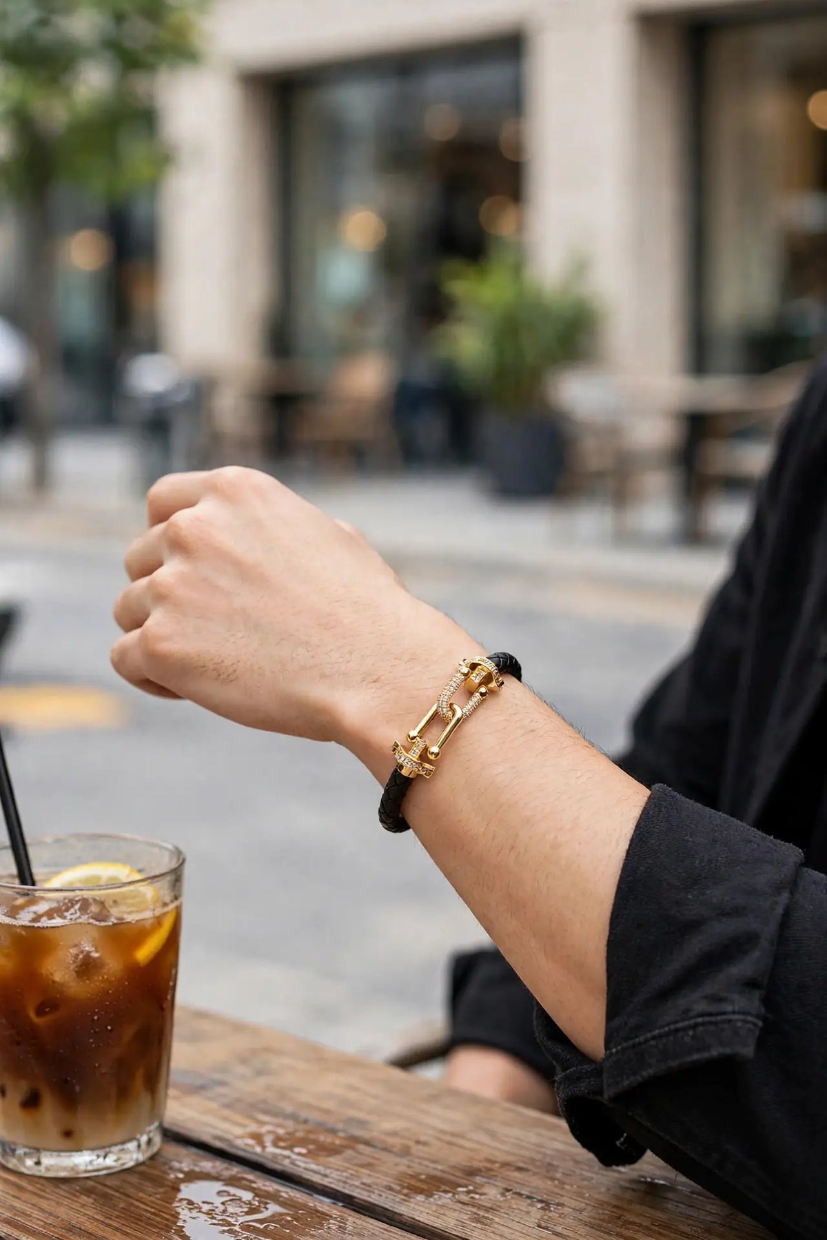 Braided Leather Horseshoe Bracelet