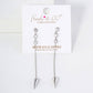 Round CZ Stone Trio with Spike Drop Chain Earrings