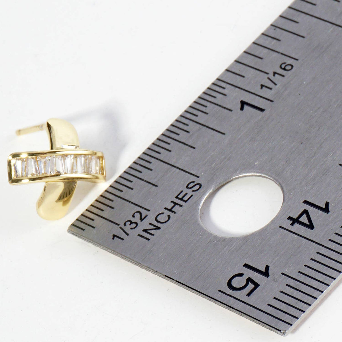 18K Gold Dipped Square CZ Embedded X Stud Earrings