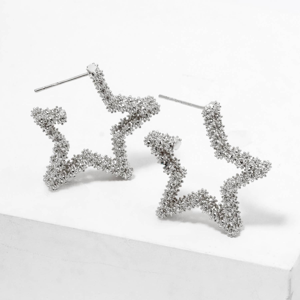 Sparkling Star Textured Stud Earrings
