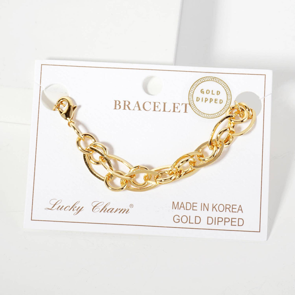 18K-Gold-Dipped Polished Brass Interwoven Chain Bracelet