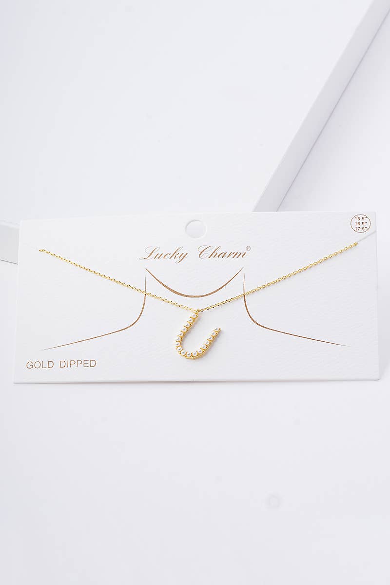 Gold Plated Pearl Initial Necklace