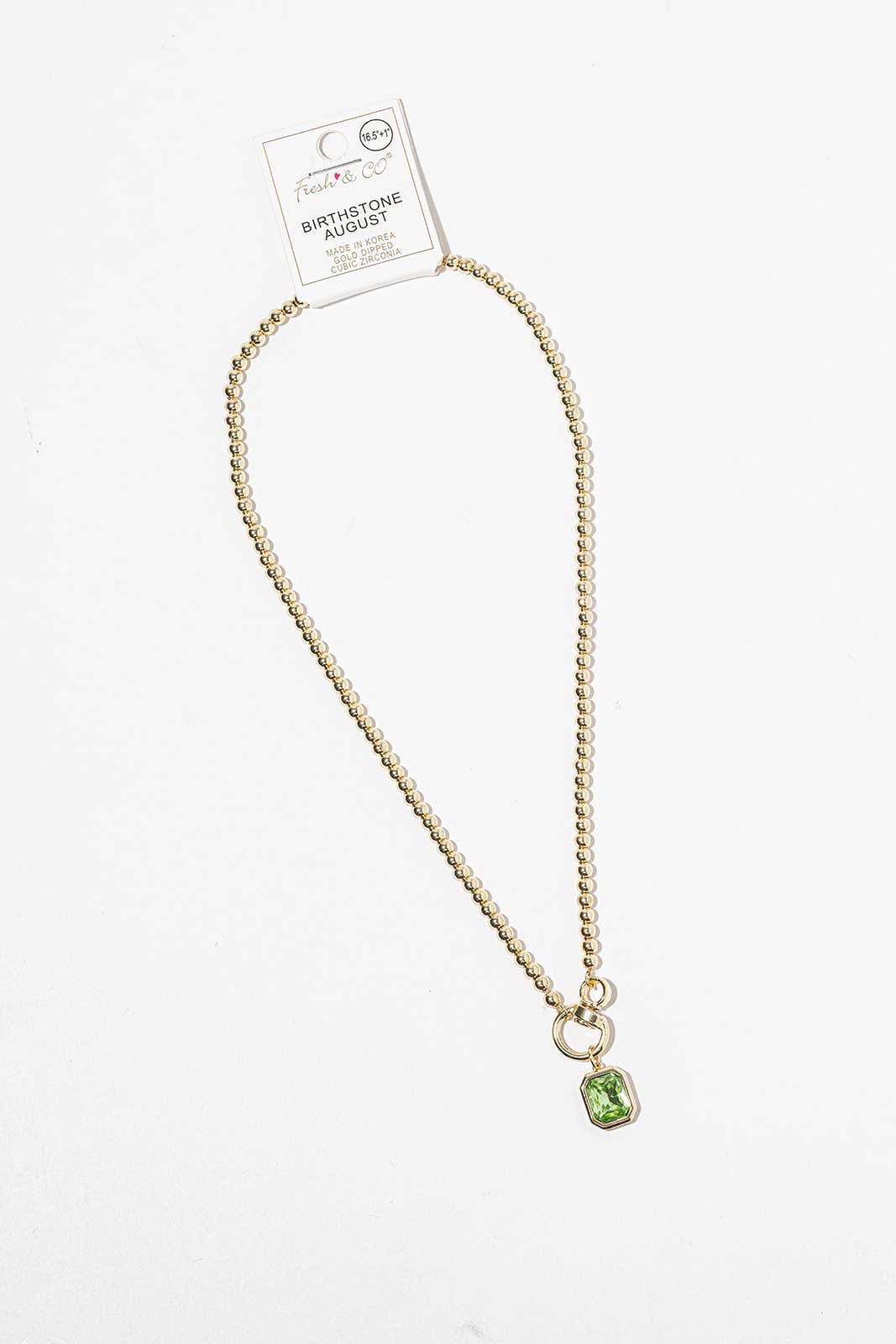 Birthstone Pendant Necklace – Gold-Dipped Ball Chain