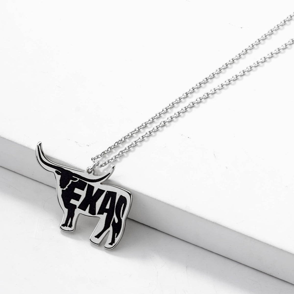 Texas Longhorn Word Art Pendant Necklace