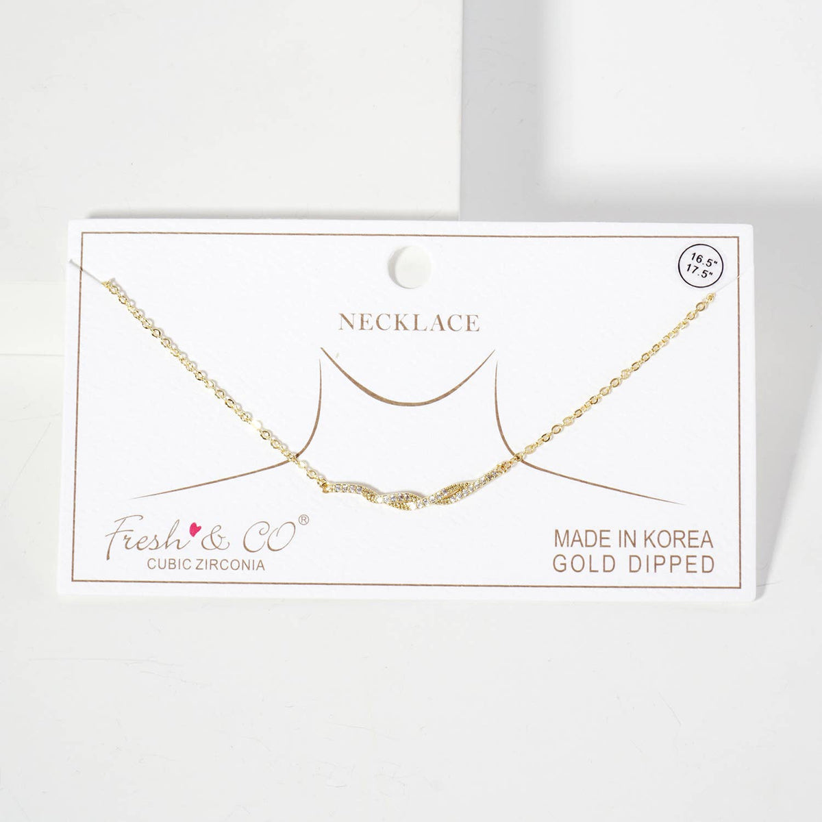Curved Interwoven Pendant 18K-Gold-Dipped Brass Necklace