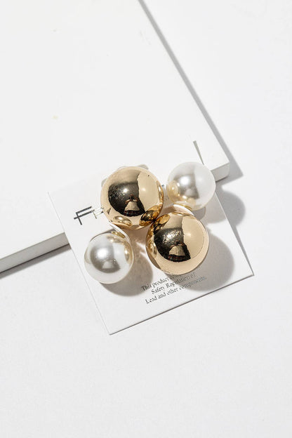 Jumbo Double-Sided Ball Stud Earrings – Statement Pearl