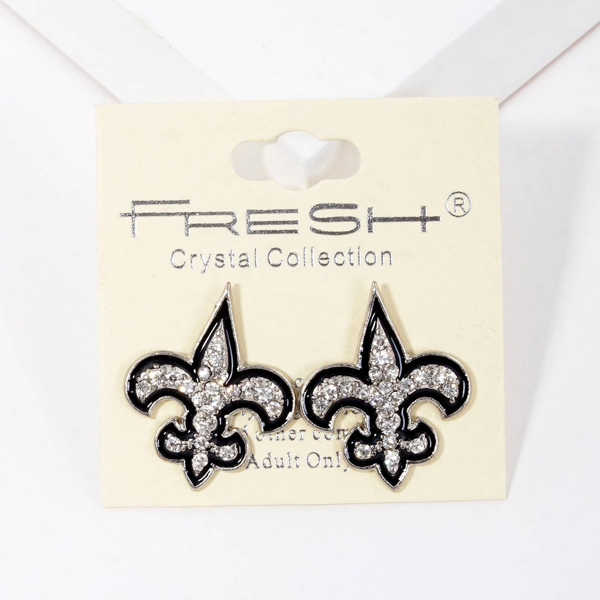 Gold Plated Cubic Bold Fleur De Lis Stud Earrings