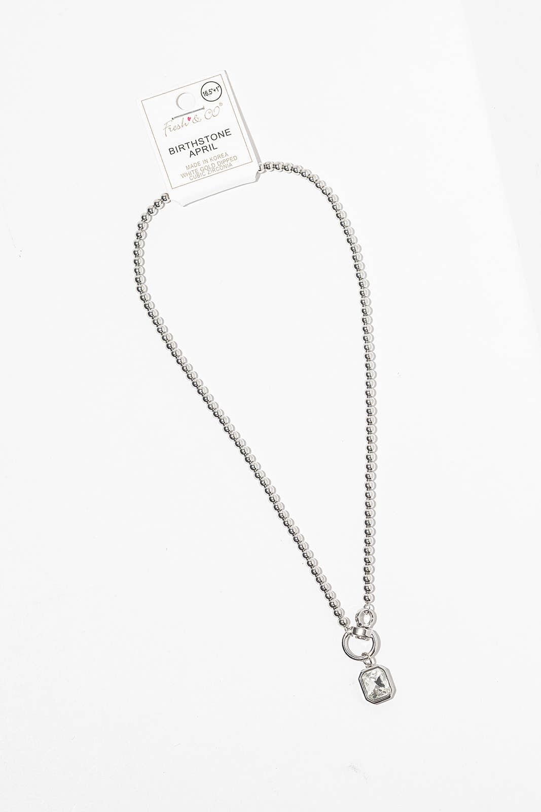 Birthstone Pendant Necklace – Gold-Dipped Ball Chain