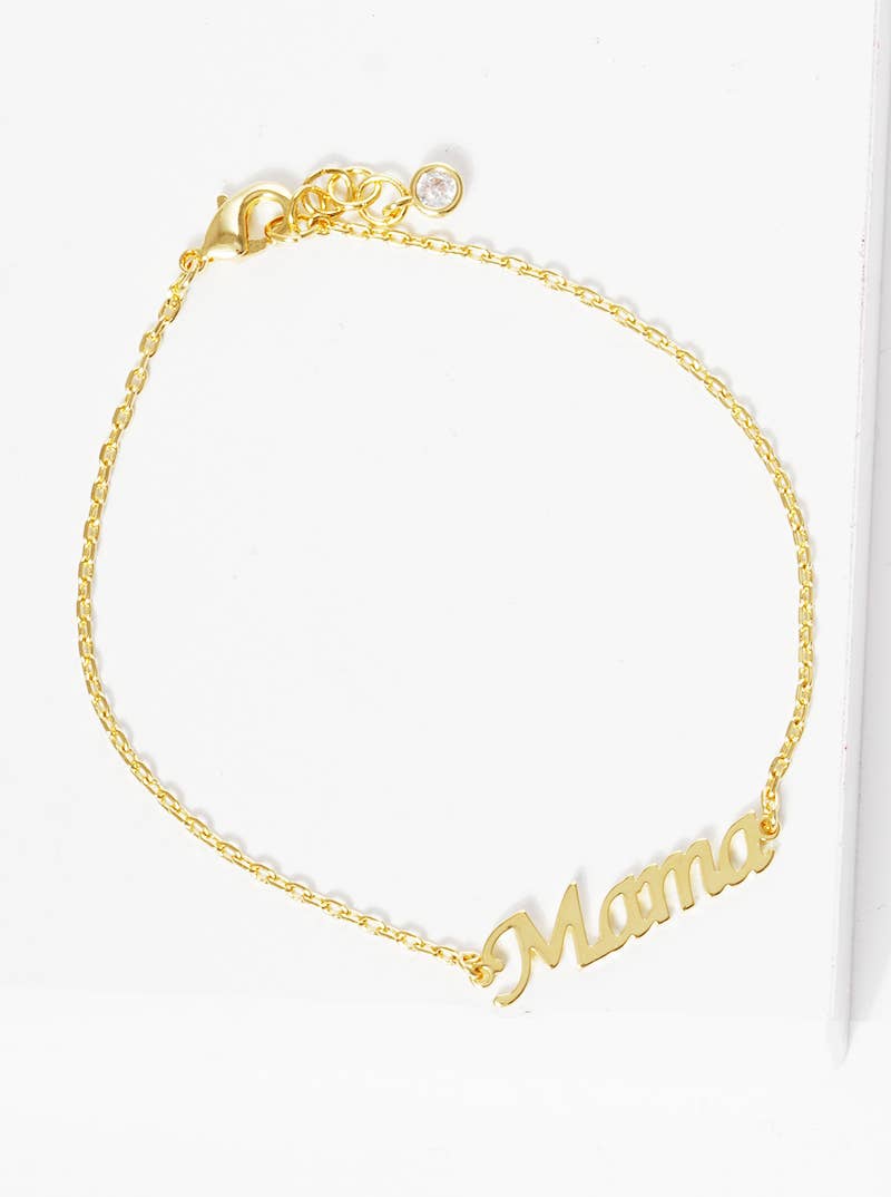 Minimalist Script "Mama" Charm Bracelet