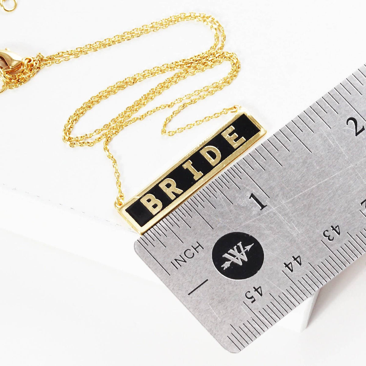 Gold Plated Mini Bar BRIDE Necklace