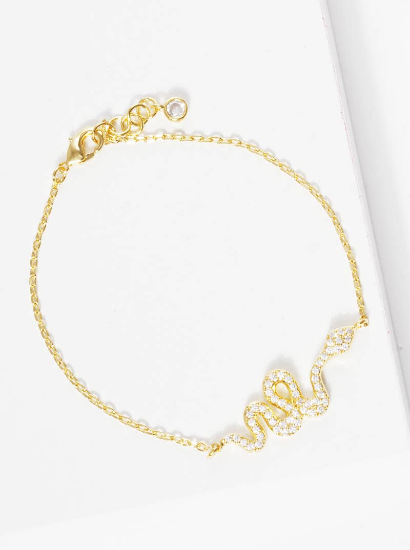 Minimalist Pavé Snake Charm Bracelet