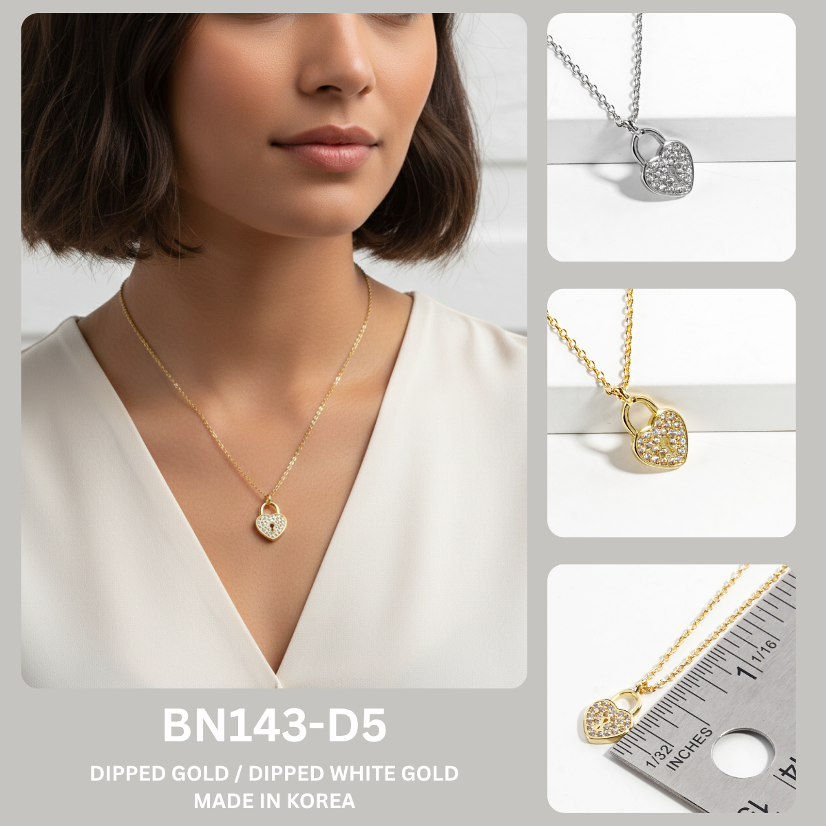 Cubic Zirconia Pavé Heart Lock Pendant Necklace