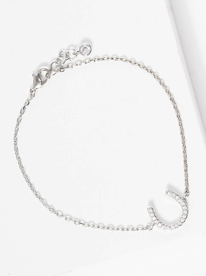 Minimalist Pavé Horseshoe Charm Bracelet