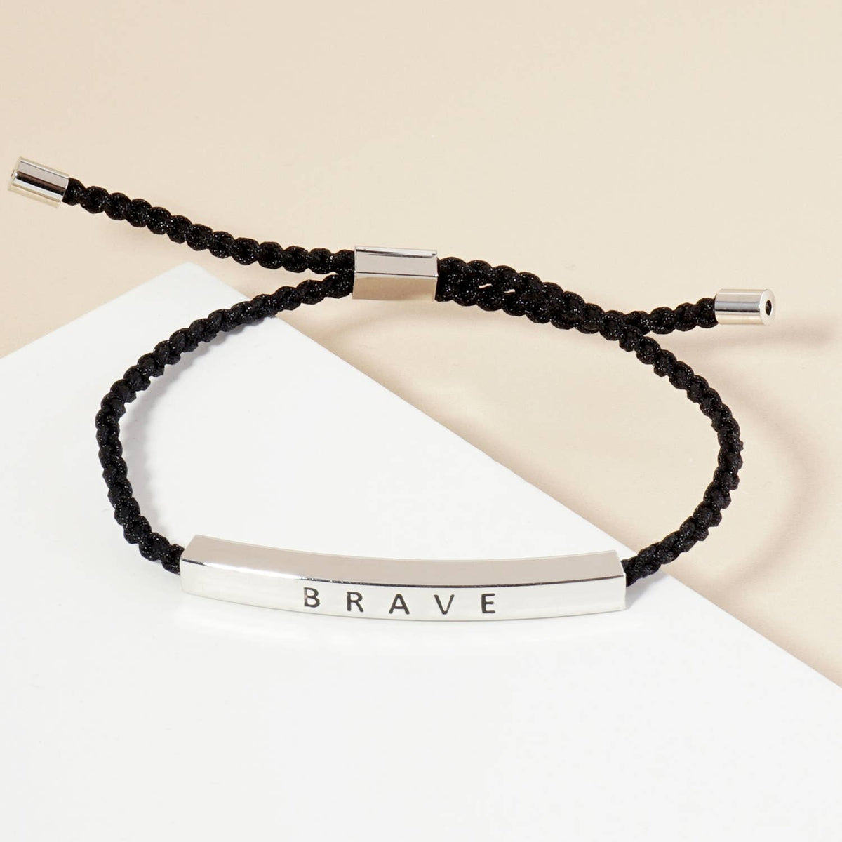 Inspirational Messages "Brave" Tube Bar Bracelet