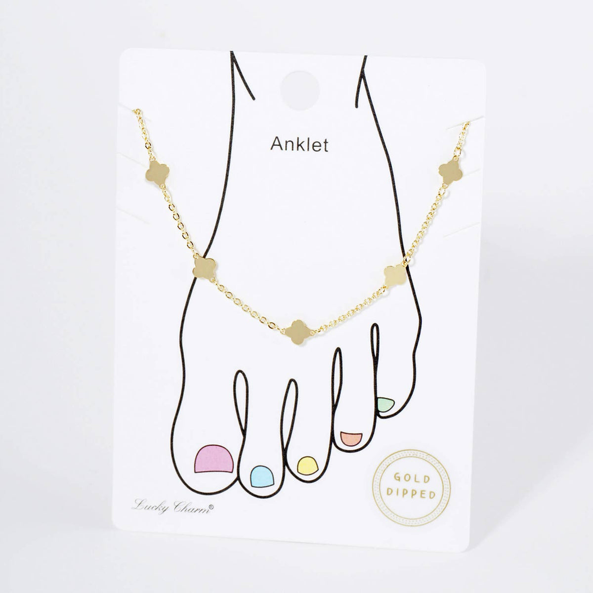 Dainty Four-Leaf Clover Charm Anklet