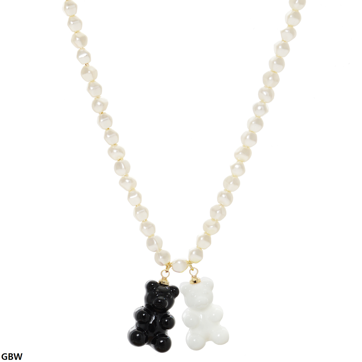 Multicolor Beaded Gummy Bear Pearl Necklace