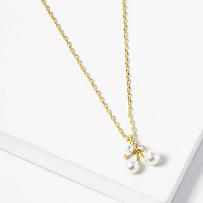 Dainty Pearl Cherry Pendant Necklace