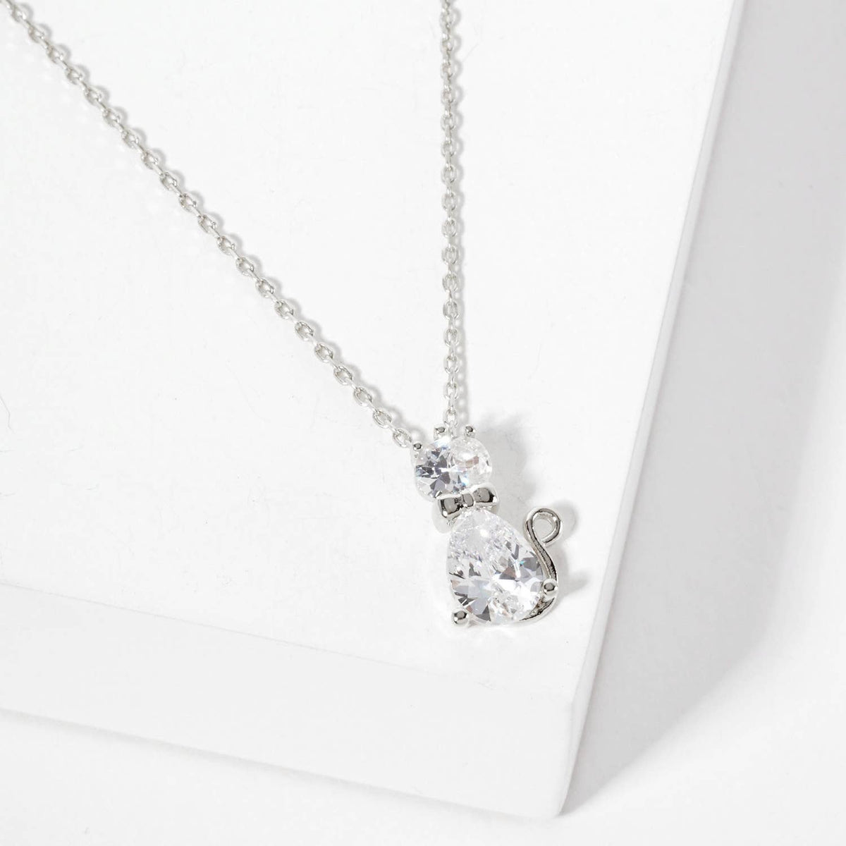 Cubic Zirconia Cat Pendant Necklace