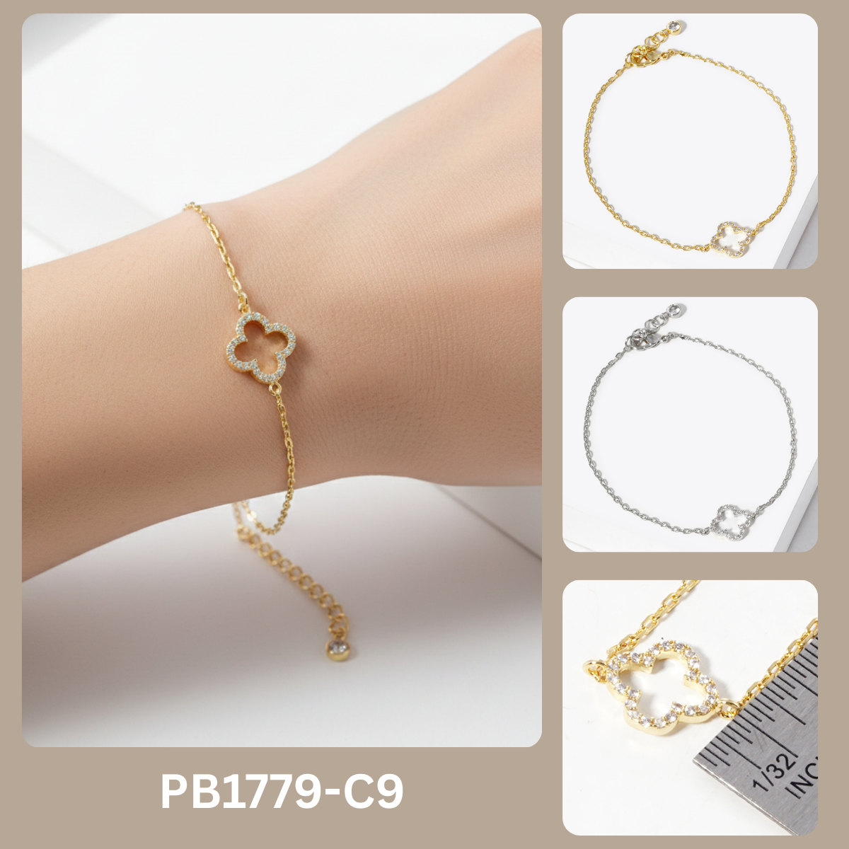Minimalist Pavé Clover Charm Bracelet
