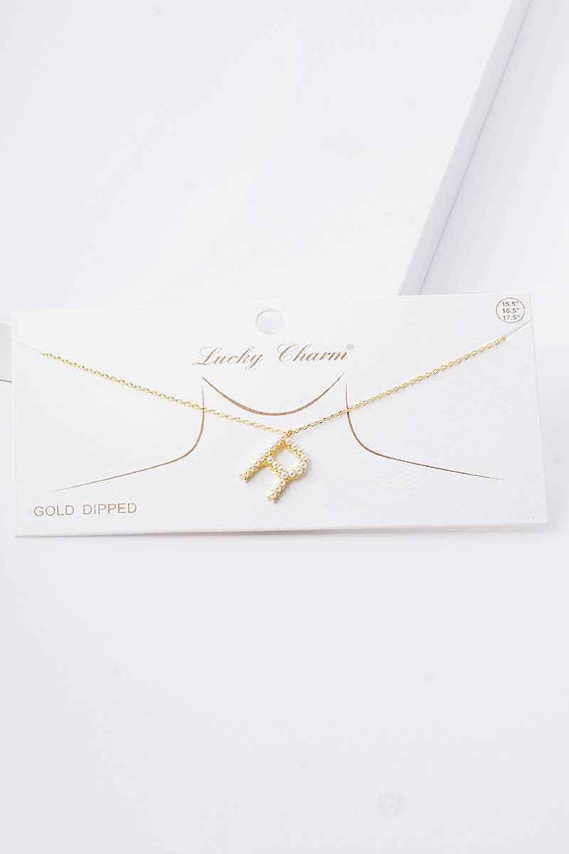 Gold Plated Pearl Initial Necklace
