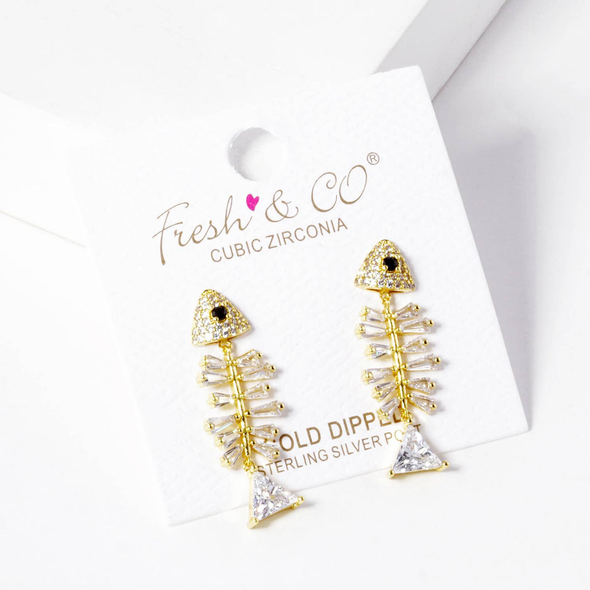 Sparkle Fish Bone Dangle Earrings