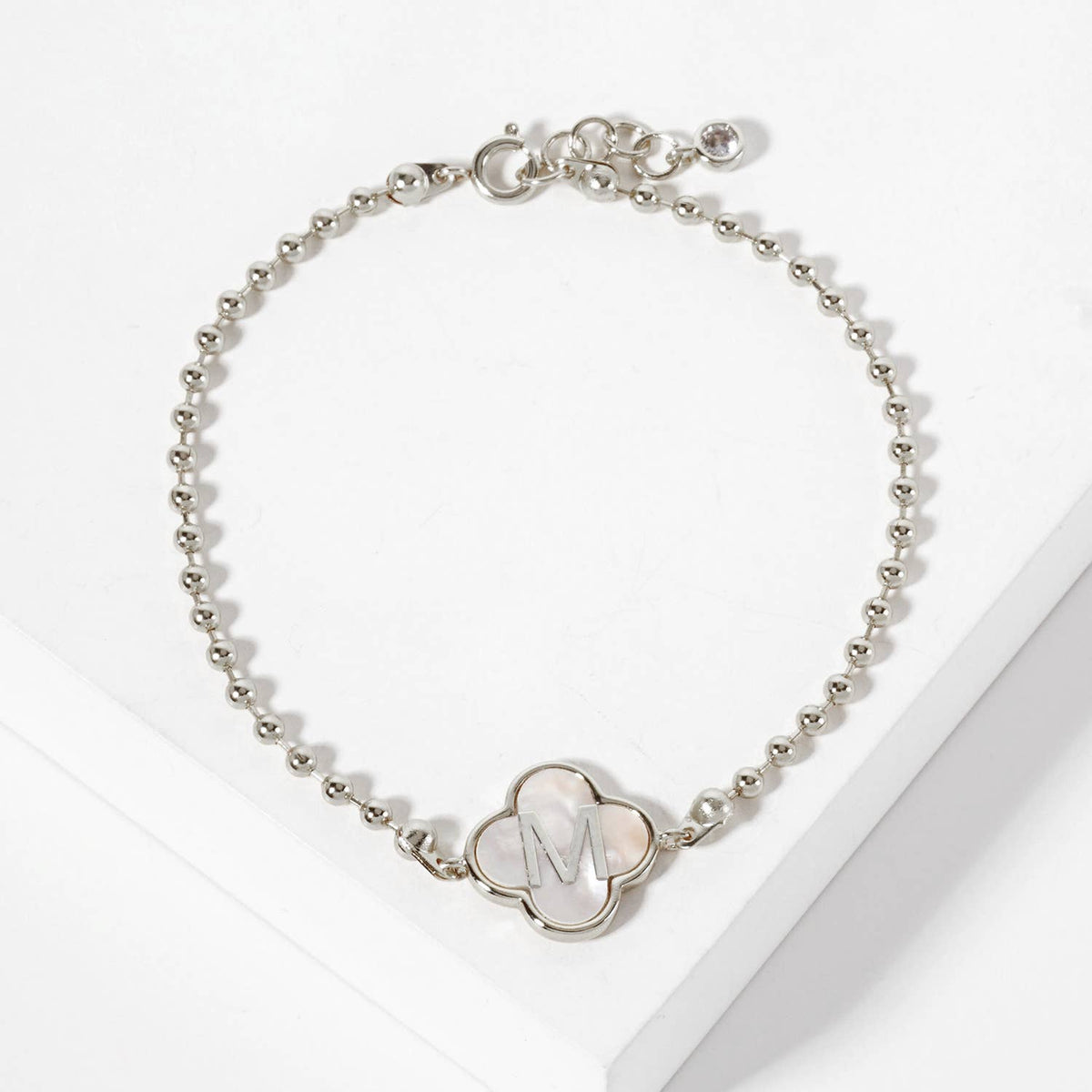 Dainty Gold Dipped Initial Clover Bracelet