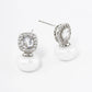 18K GOLD DIPPED PEARL DROP CUBIC ZIRCONIA STUD EARRINGS