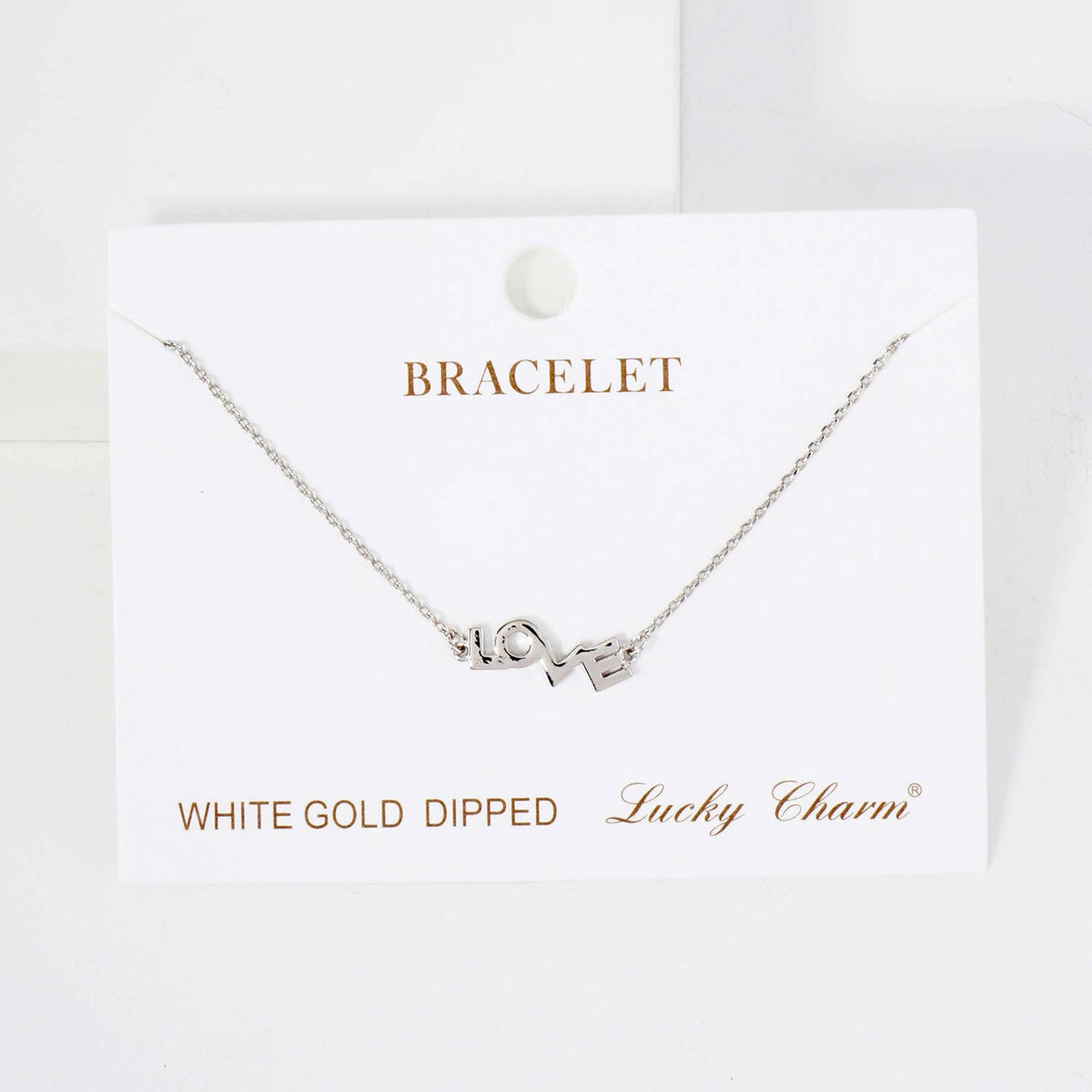 Polished Brass Love Word Chain Bracelet