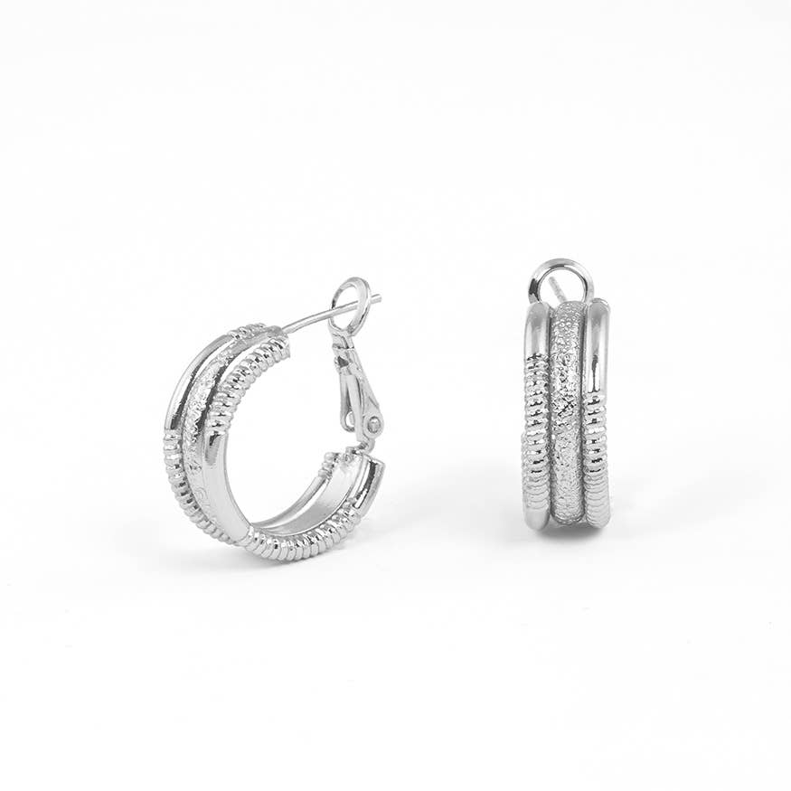 Gold Plated Textured Tubogas Hoop Earrings
