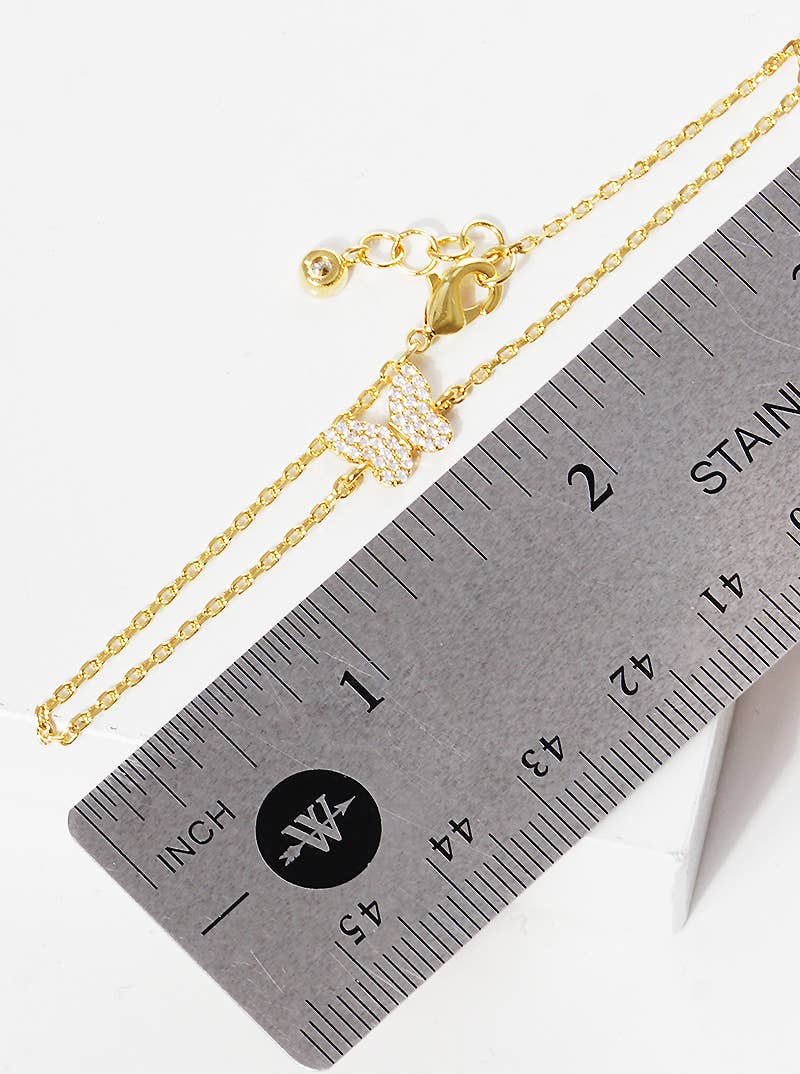 Pave Butterfly Charm Chain Bracelet