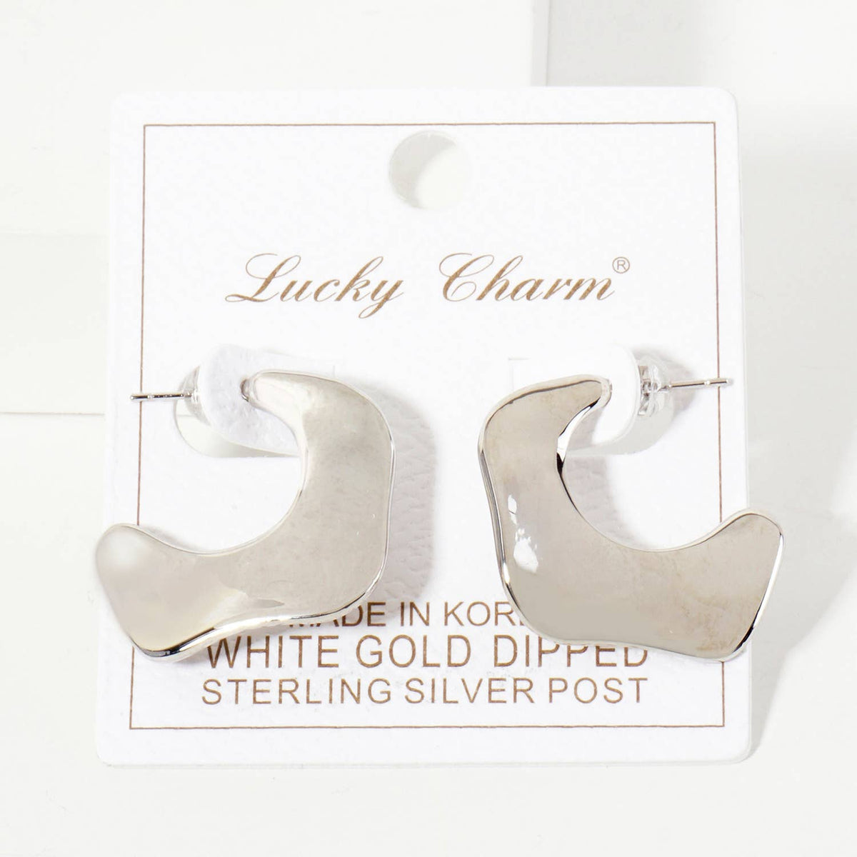 Polished 25mm Wavy Organic 18K-Gold-Dipped Hoop Earrings