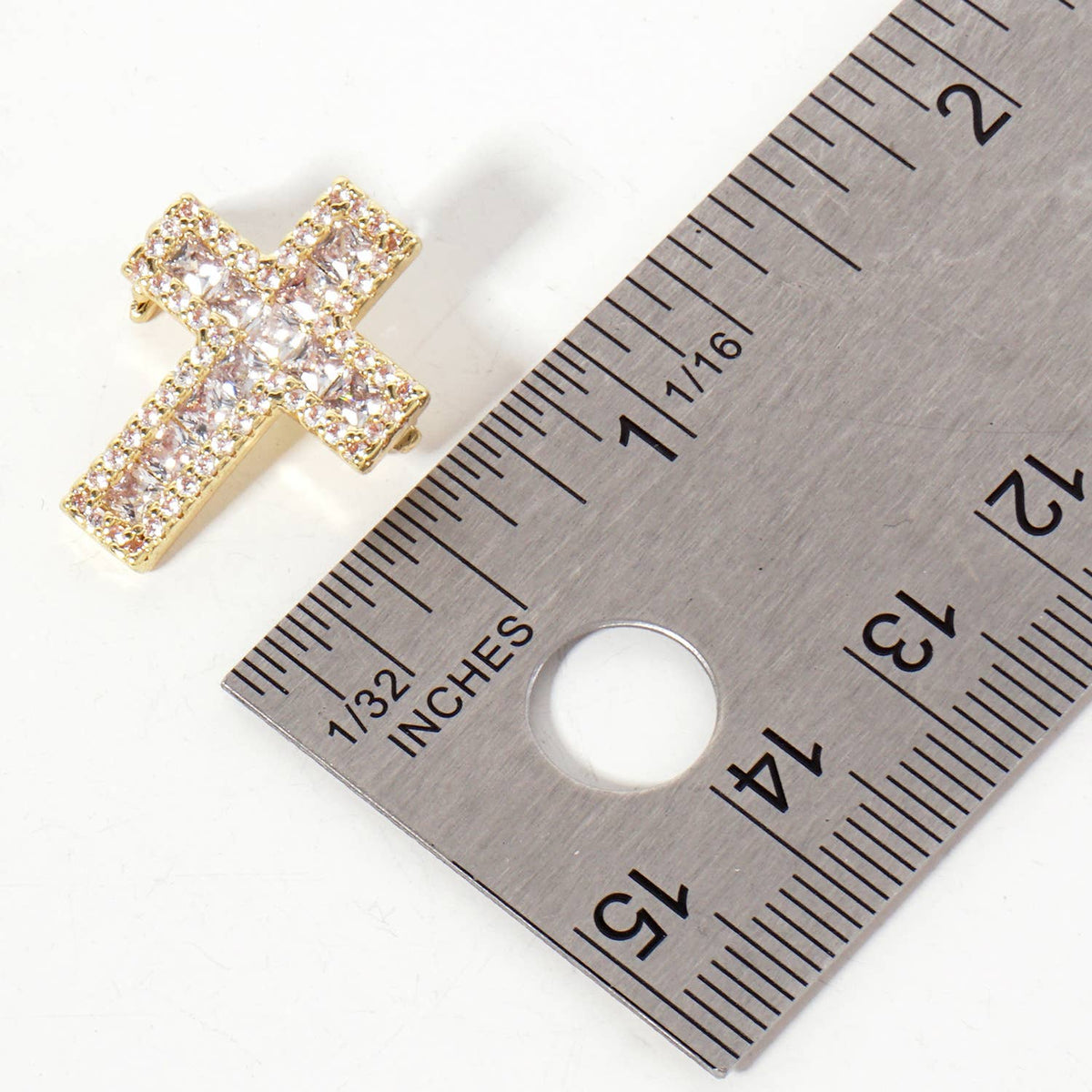 Square Cubic-Zirconia Stones Cross Brooch