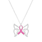 Breast Cancer Awareness Butterfly Wing Ribbon Necklace