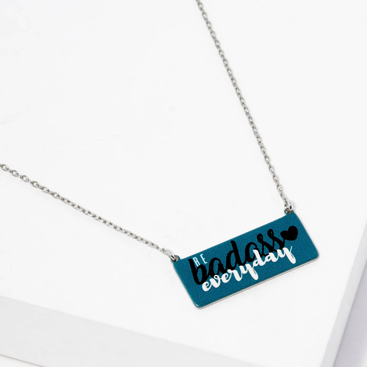 "Be Badass Everyday" Enamel Bar Necklace
