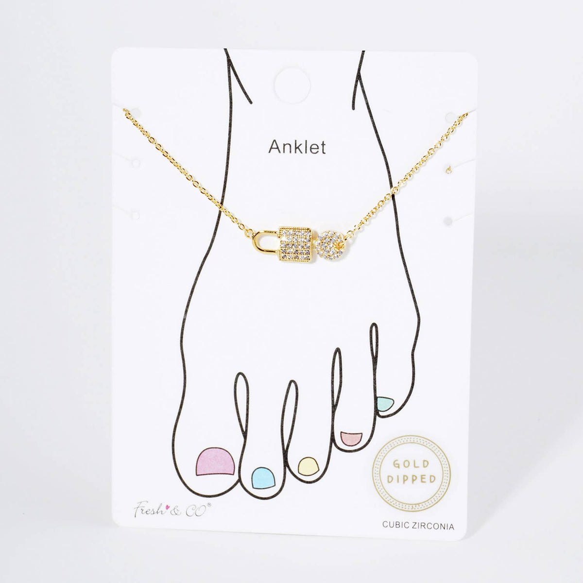 Dainty Pave Padlock & Disc Anklet