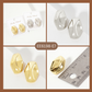 Polished Brass Soft-Curve Lined Hexagon Stud Earrings