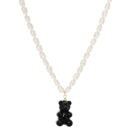 Multicolor Beaded Gummy Bear Pearl Necklace