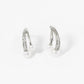 Dainty Pave Cubic Zirconia & Double Pearl Open Hoop Earrings
