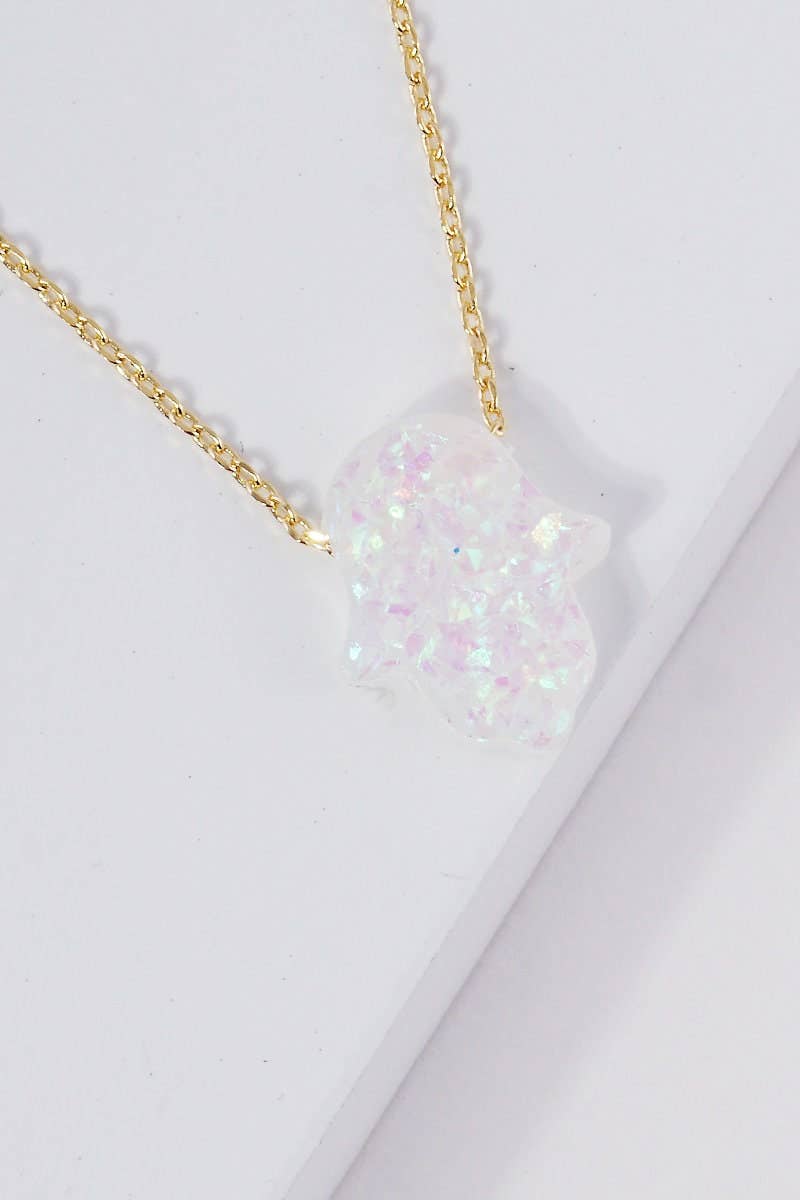 Gold Plated Opal Hasma Hand Necklace