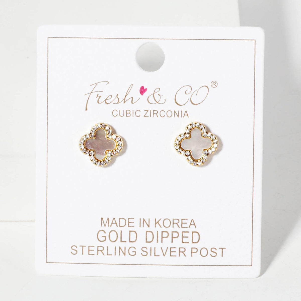 Pave-Set Cubic-Zirconia 11mm Quatrefoil Stud Earrings