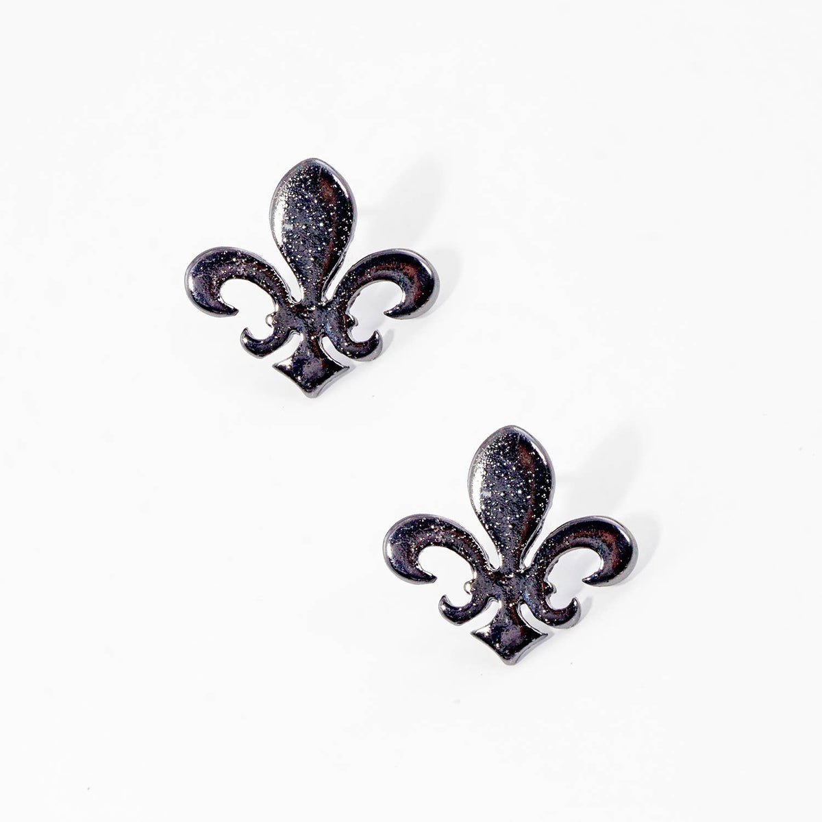 Gold Plated Bold Fleur De Lis Post Earrings