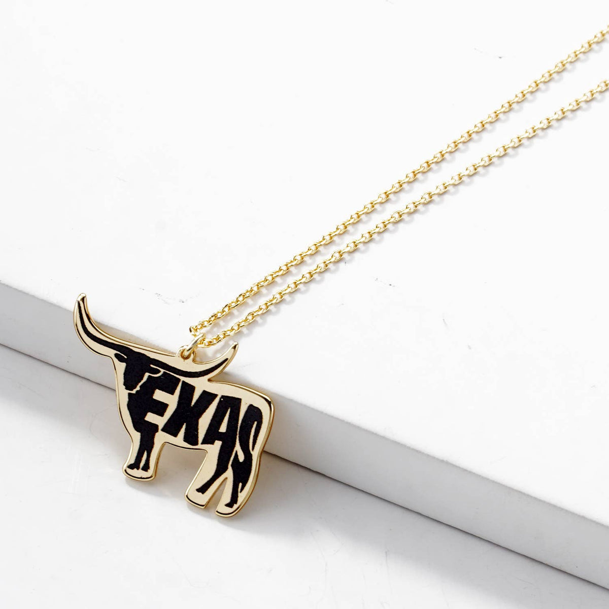 Texas Longhorn Word Art Pendant Necklace