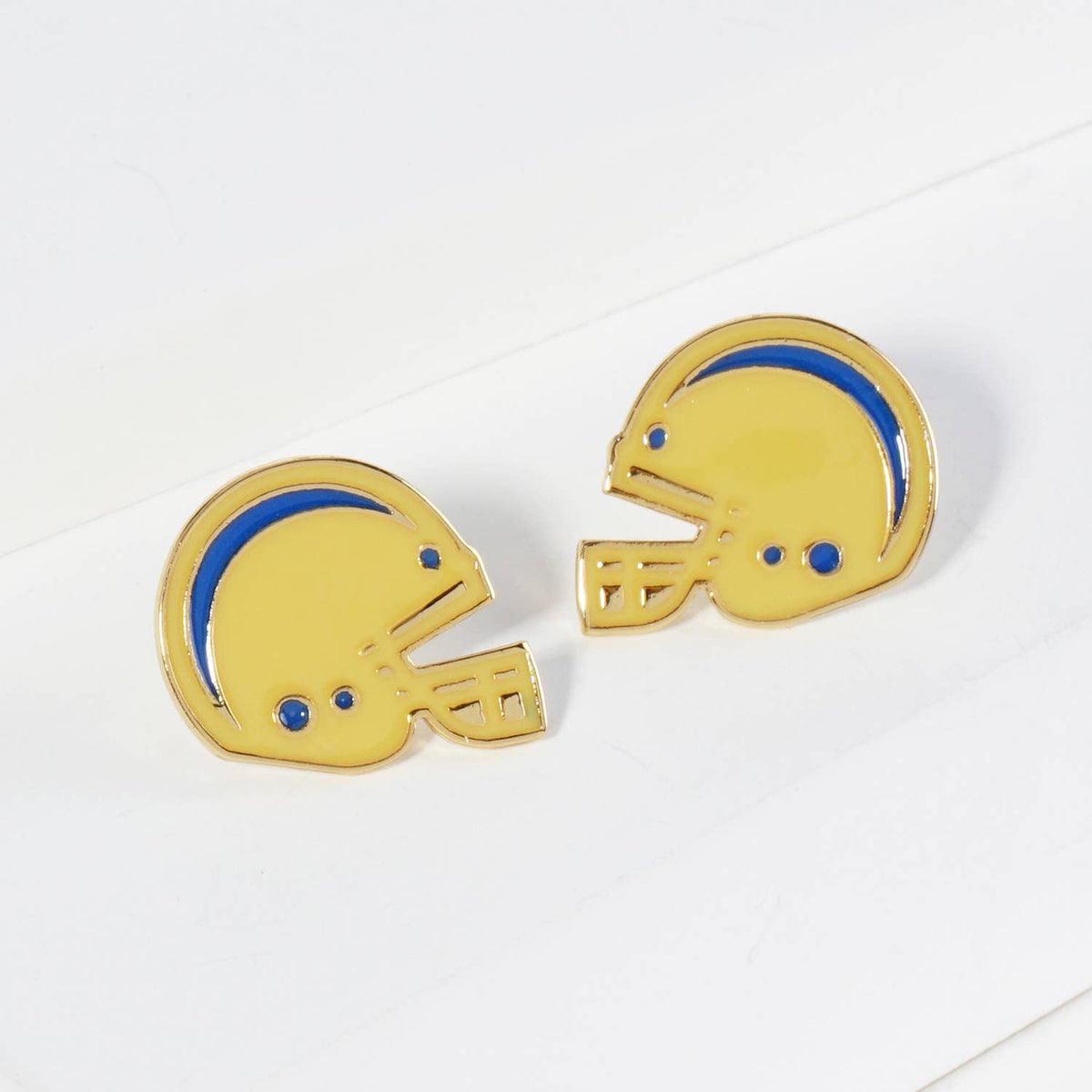 18K Gold Dipped Enamel Football Helmet Game Day Stud Earring