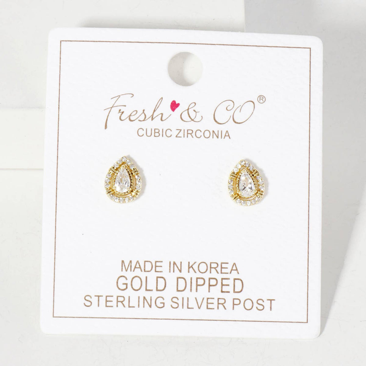 Teardrop Embellishment 9mm 18K-Gold-Dipped Stud Earrings