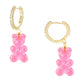 Color Gummy Bear Huggie Earrings with Cubic Zirconia.