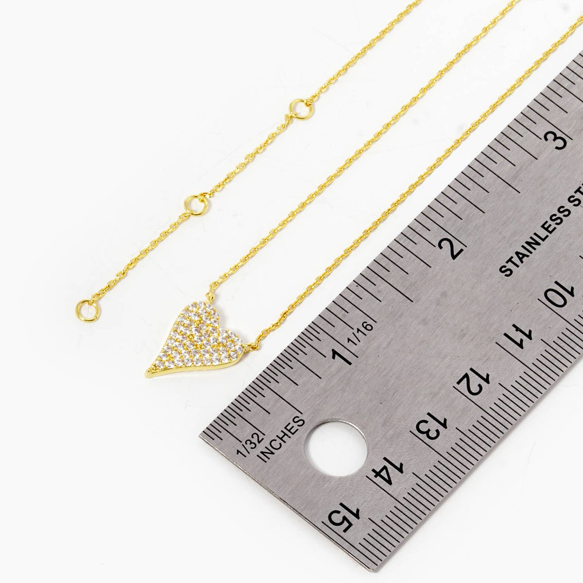 Dainty Pave CZ Elongated Heart Pendant Necklace