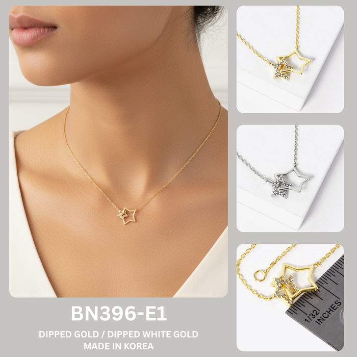 Interlocking Double Star Pendant Necklace